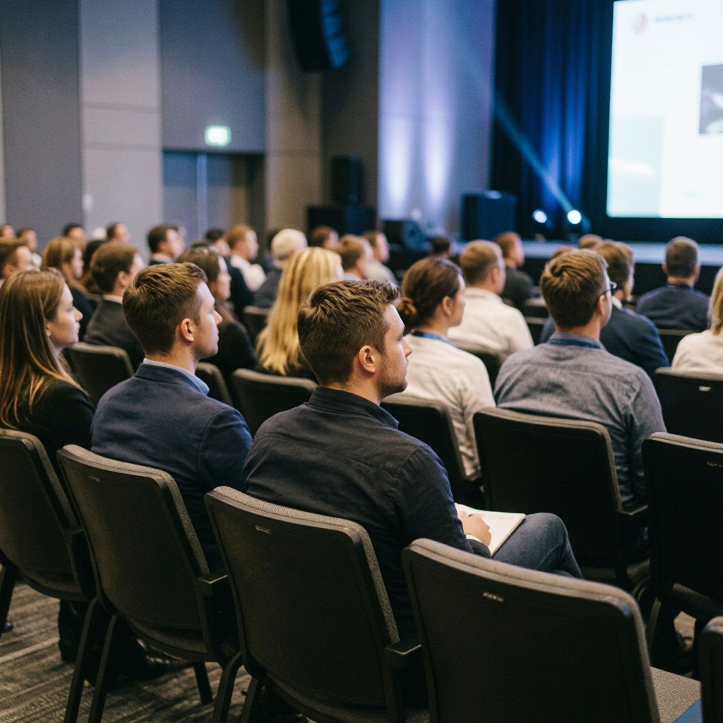 Conference audience during a keynote session
