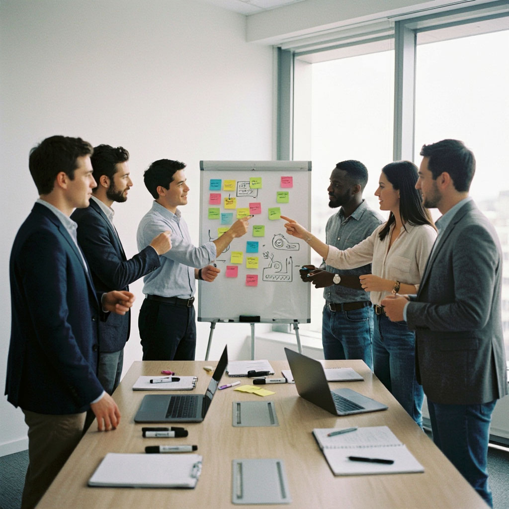Team collaborating during a facilitated workshop