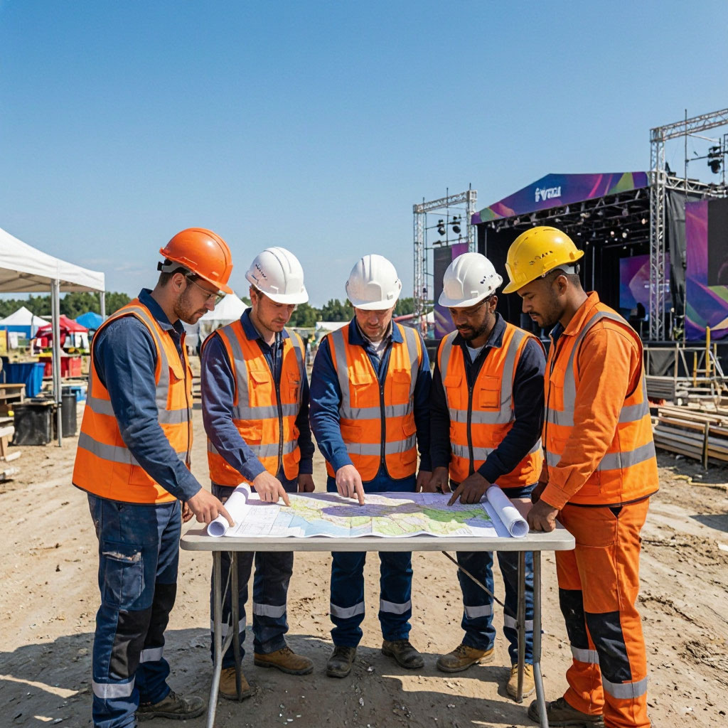 Team working on an event site